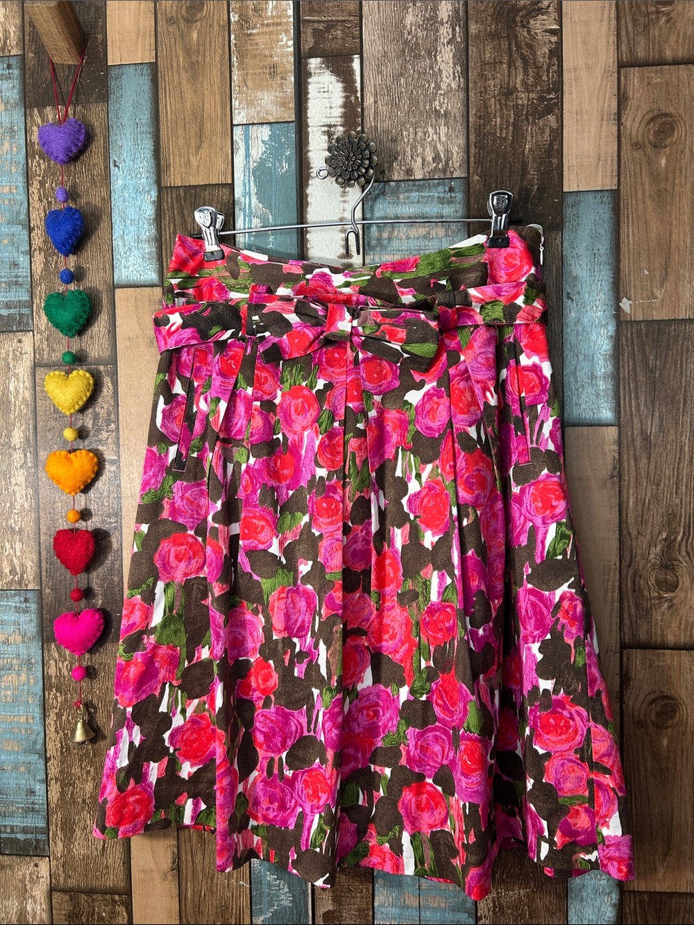 INC International Concepts Pink & Green Floral Paperbag Skirt